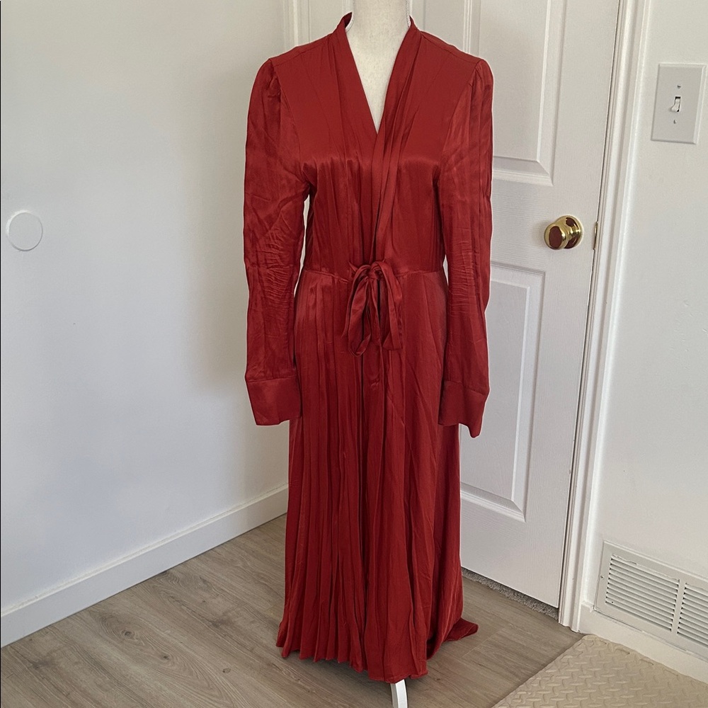 Free People Silky Elegant Red Rust Long Sleeve Robe